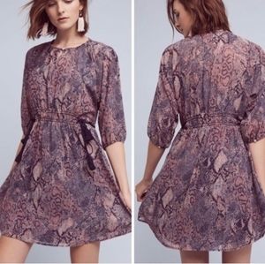 Floreat Anthropologie Snakeskin Animal Print Zharah Boho Dress